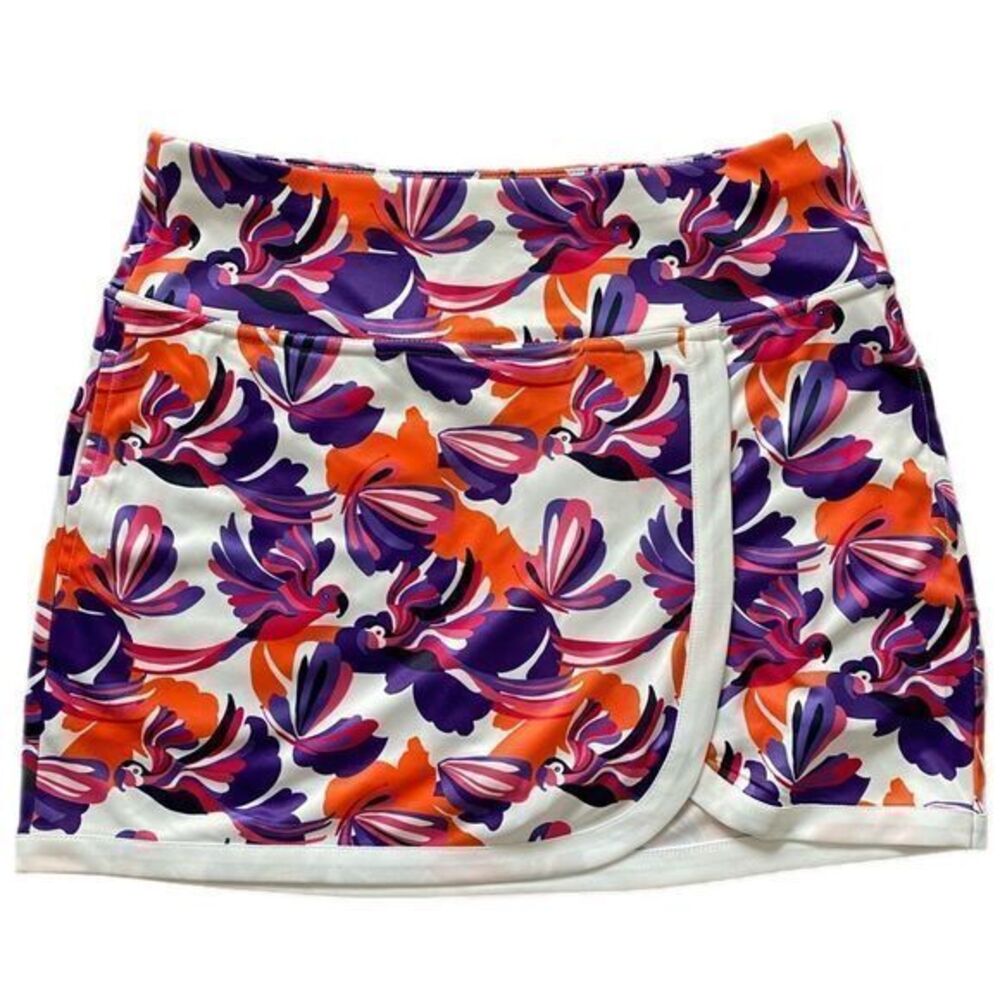 PGA Tour Parrot Skort - S orange /blue /red , polyester spandex NWOT